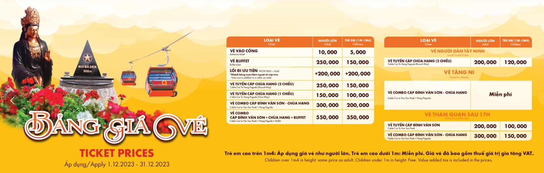 Vé cáp treo núi Bà Đen khuyến mãi giảm 50%  Vé cáp treo núi Bà Đen khuyến mãi giảm 50%