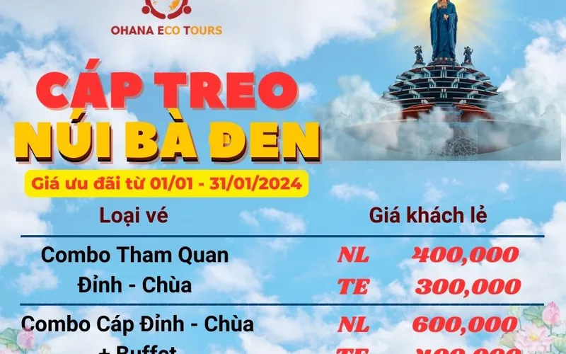 CÁP TREO NÚI BÀ ĐEN - Khuyến mãi nhân dịp năm mới 2024