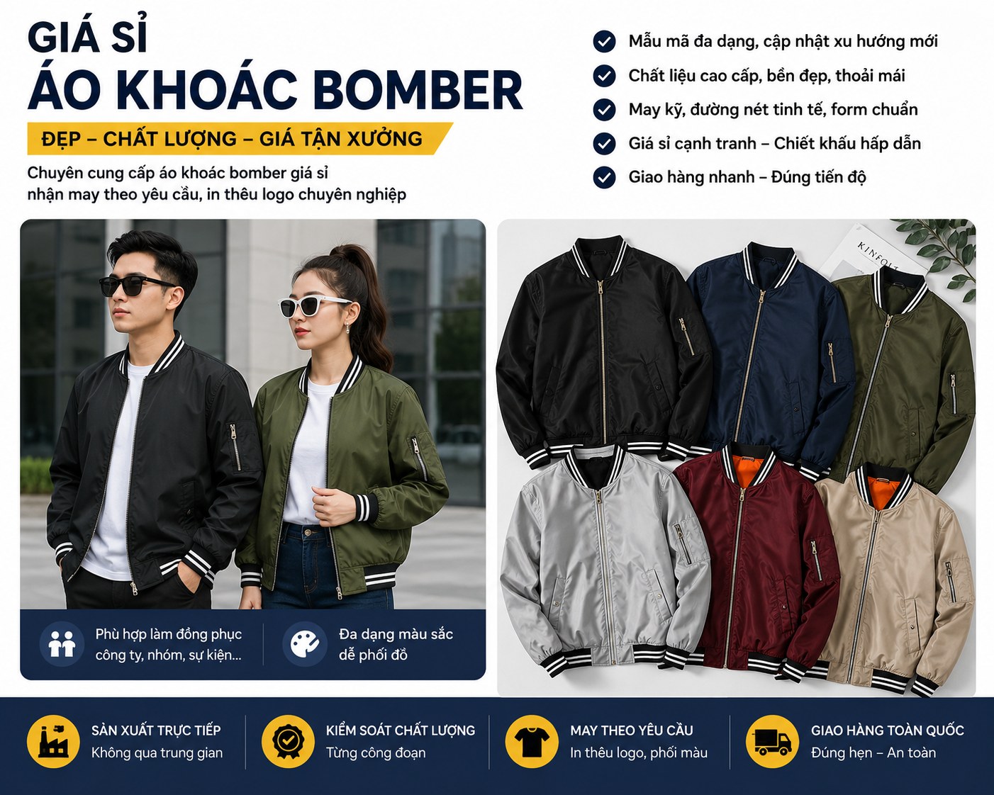 chọn may áo khoác đồng phục công ty và áo khoác giá sỉ bomber chất lượng # giá sỉ áo khoác bomber chọn may áo khoác đồng phục công ty và áo khoác giá sỉ bomber chất lượng # giá sỉ áo khoác bomber - hình minh họa 1