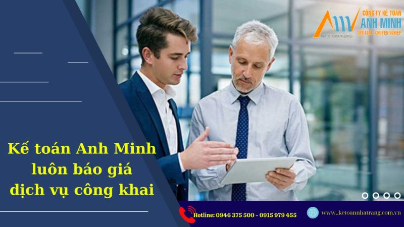Kế toán Anh Minh luôn báo giá dịch vụ công khai Kế toán Anh Minh luôn báo giá dịch vụ công khai