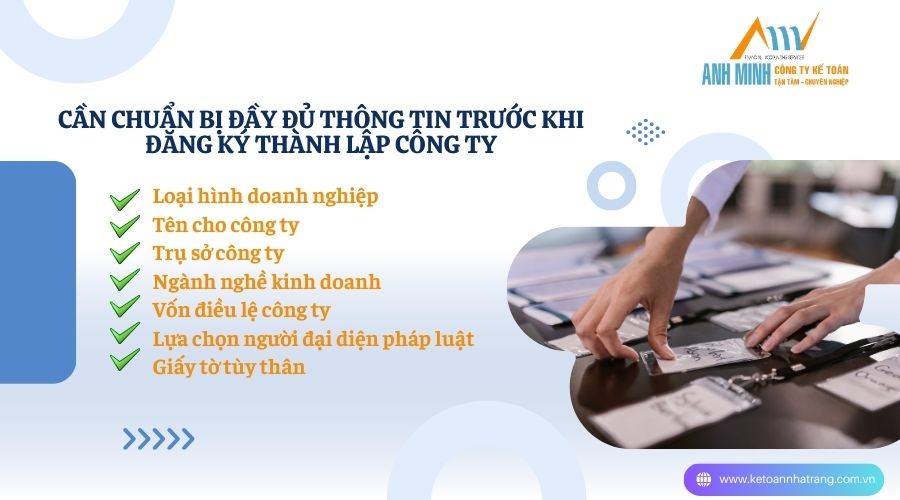 Những thông tin cần chuẩn bị khi thành lập công ty Những thông tin cần chuẩn bị khi thành lập công ty