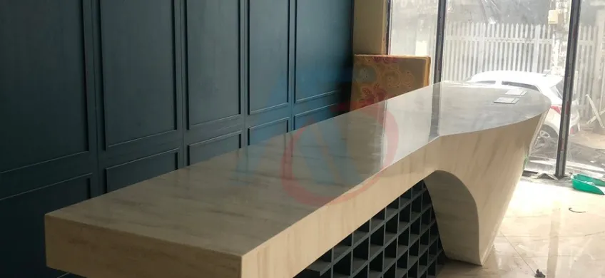 HÌNH ẢNH THỰC TẾ CÔNG TRÌNH - QUẦY LỄ TÂN ĐƯỢC CTY NỘI THẤT AOF THI CÔNG