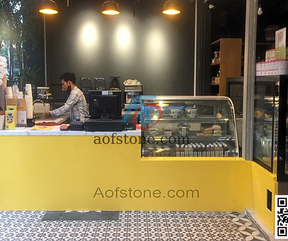 Thi công quầy bar Solid Surface chuẩn kỹ thuật liền mạch cùng Nội Thất AOF
