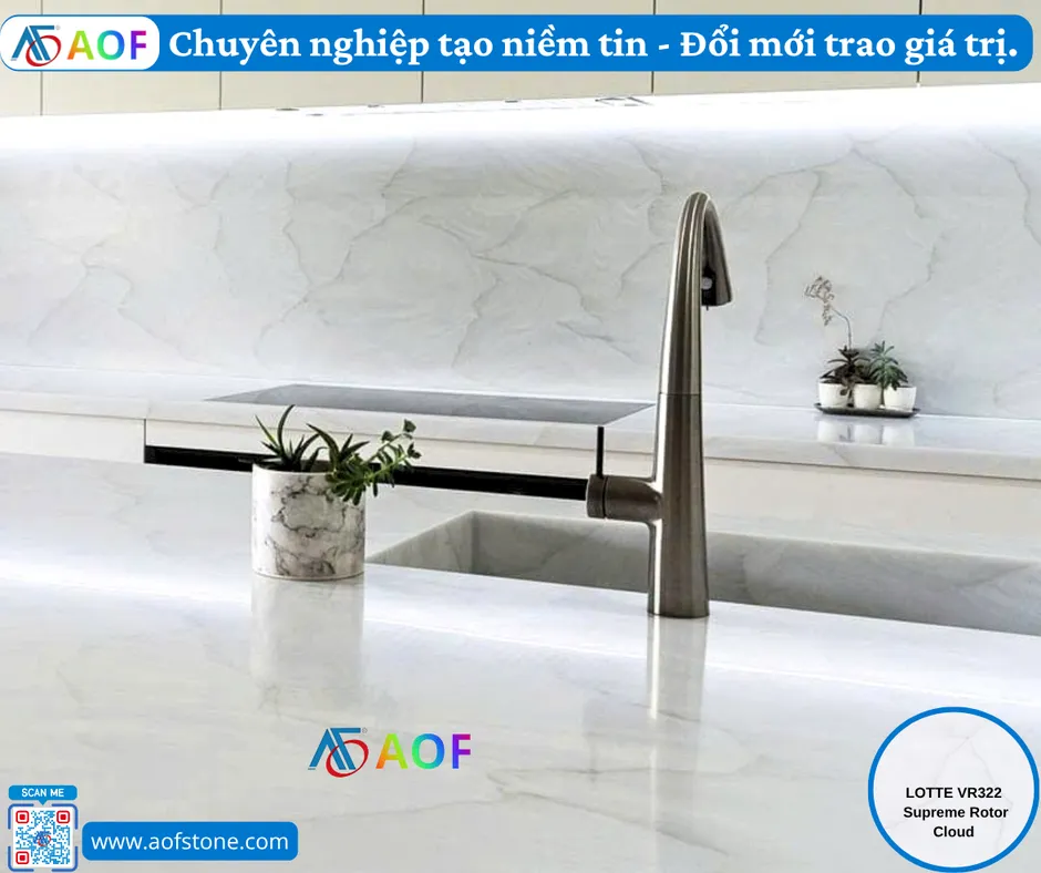 Vĩnh Phúc tổng hợp mẫu thiết kế bếp đá solid surface liền vách hiện đại