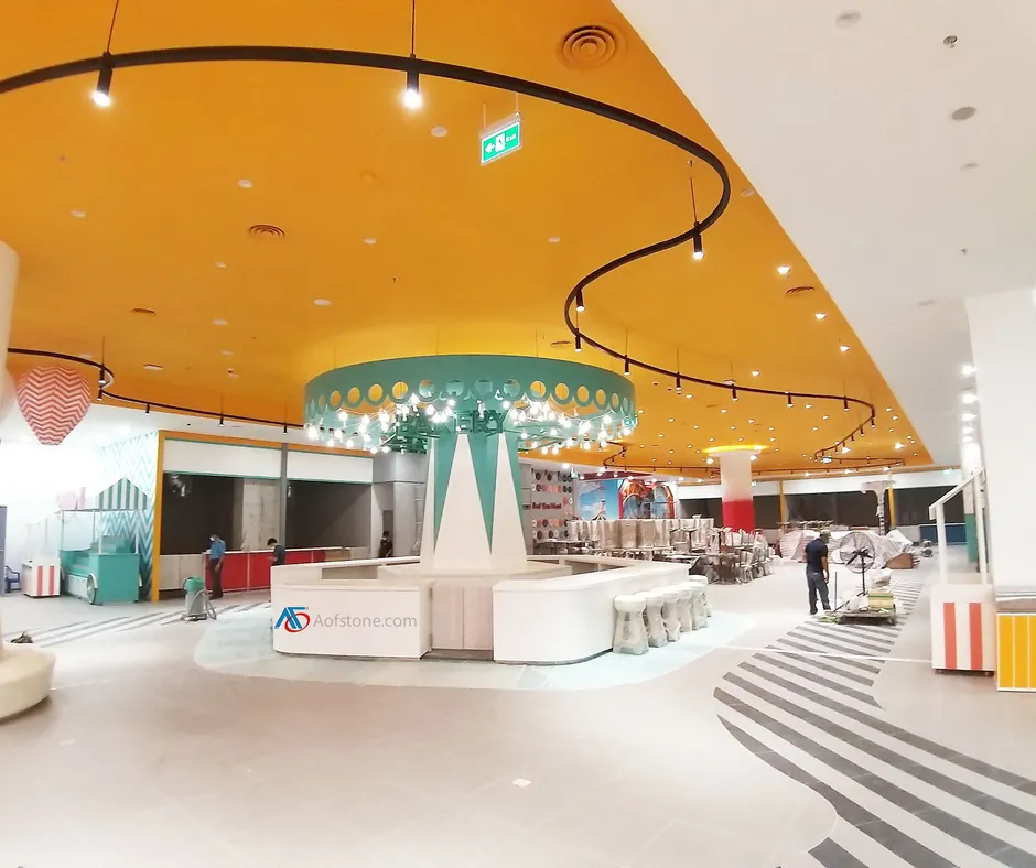 THI CÔNG QUẦY LỄ TÂN VÀ MẶT LAVABO BẰNG ĐÁ SOLID SURFACE CHO SIÊU THỊ GO! BÀ RỊA