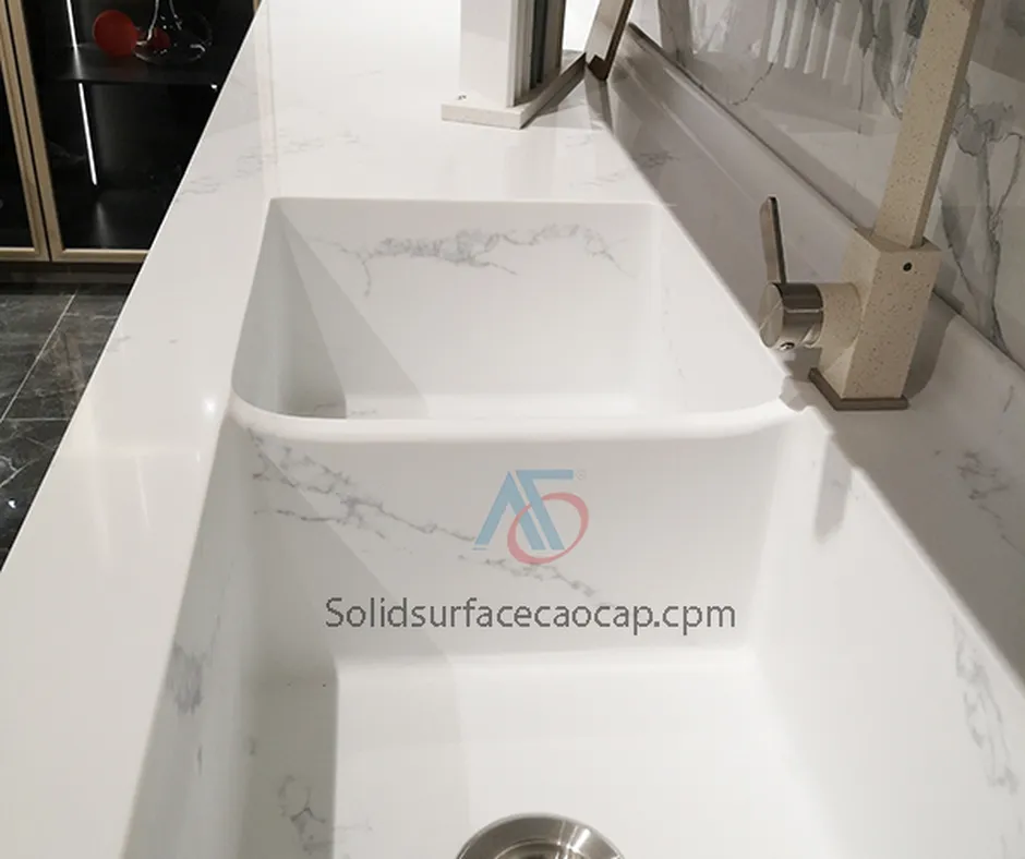 Xu hướng bồn rửa liền mặt bếp đá solid surface tại Thái Bình