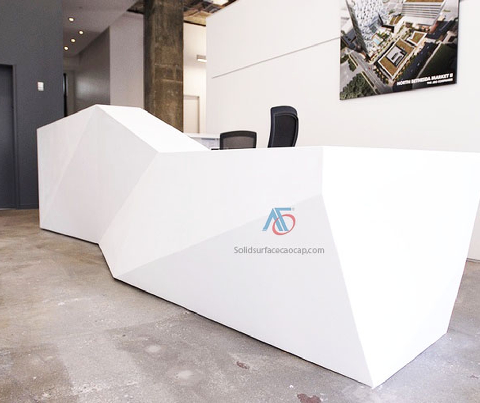 Hướng dẫn lắp đặt quầy lễ tân solid surface đúc nguyên khối ở Bình Thuận