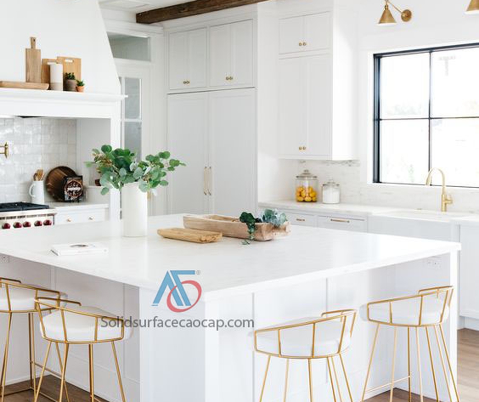 Lắp đặt bàn đảo solid surface chống thấm liền mặt Quảng Bình