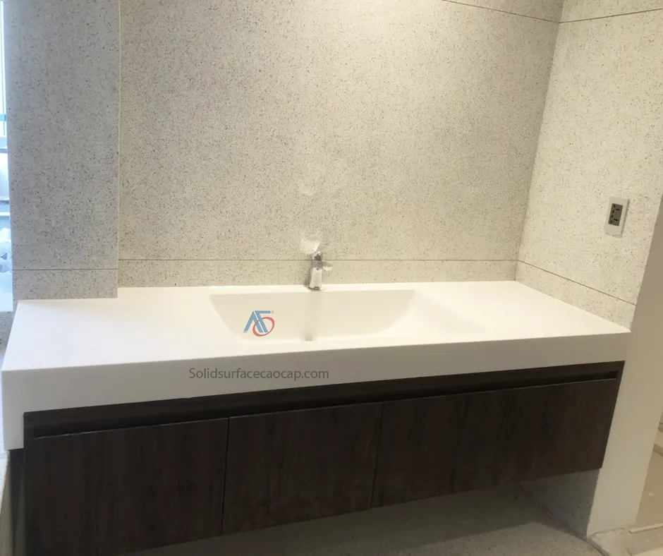 Chậu rửa Lavabo đúc nguyên khối đá Solid Surface