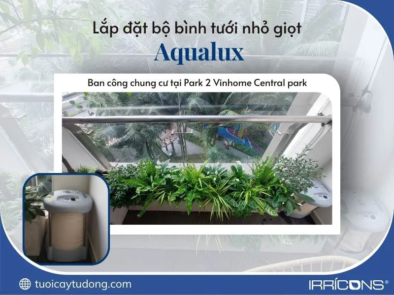 Lắp đặt bộ bình tưới nhỏ giọt Aqualux tại Park 2 Vinhome Central park