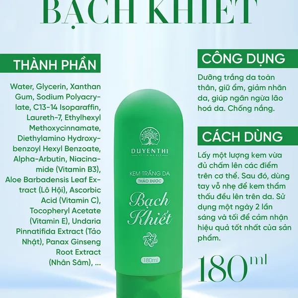 KEM TRẮNG DA THẢO DƯỢC BẠCH KHIẾT - 180GR
