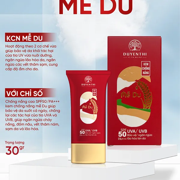 KEM CHỐNG NẮNG MỄ DU 30GR
