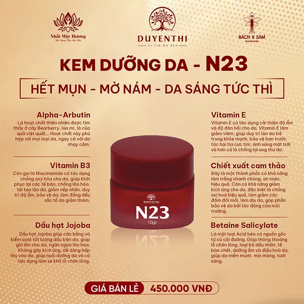 N23 KEM TRẮNG DA: MỜ NÁM - HẾT MỤN 10GR
