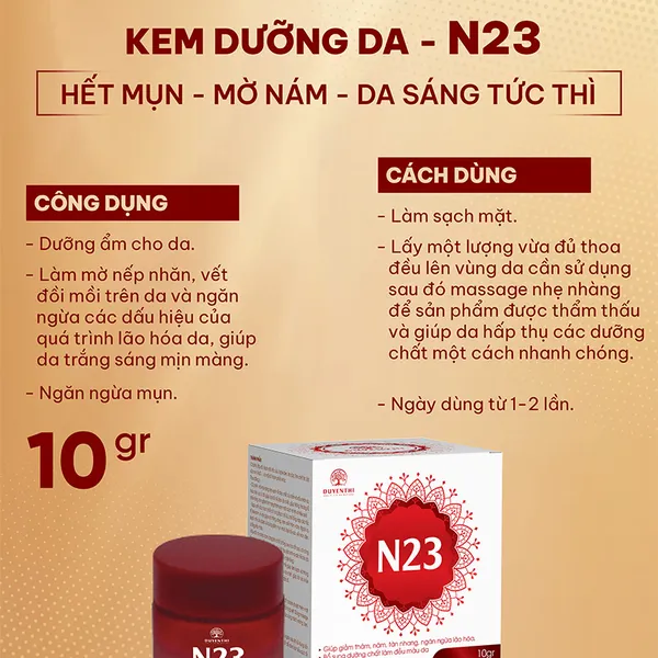 N23 KEM TRẮNG DA: MỜ NÁM - HẾT MỤN 10GR