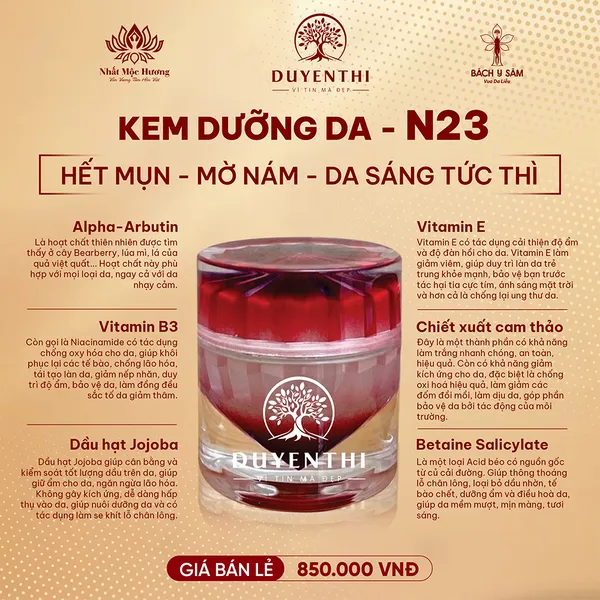 N23 KEM TRẮNG DA: MỜ NÁM - HẾT MỤN 25GR