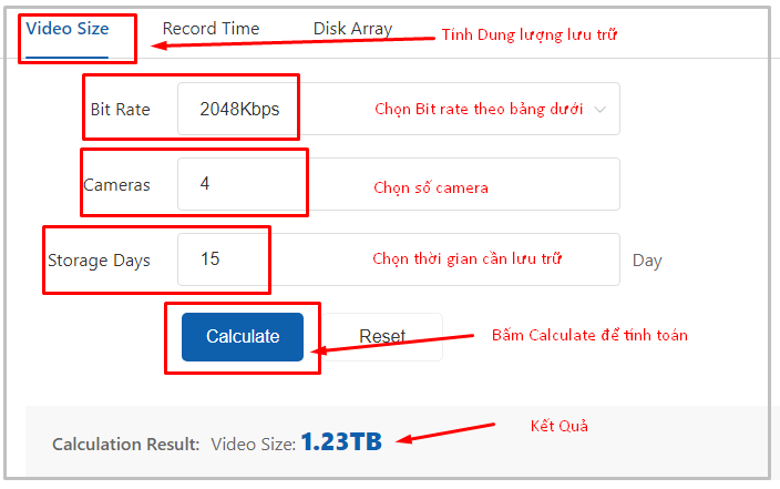 Tính thời gian camera lưu trữ Tính thời gian camera lưu trữ