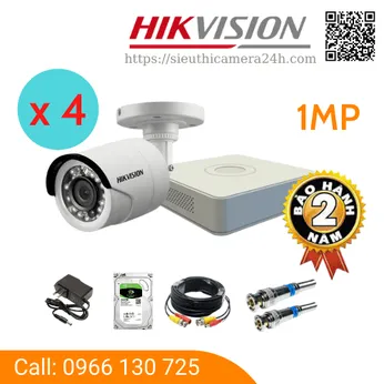 Trọn Bộ 4 Camera Quan Sát HIKVISION 1MP