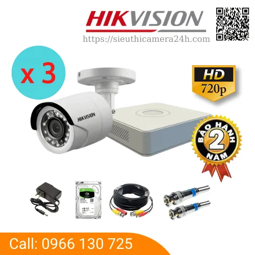 Trọn Bộ 3 Camera Quan Sát HIKVISION 1MP
