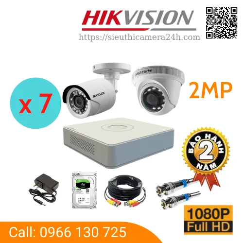 Trọn Bộ 7 Camera Quan Sát HIKVISION 2MP