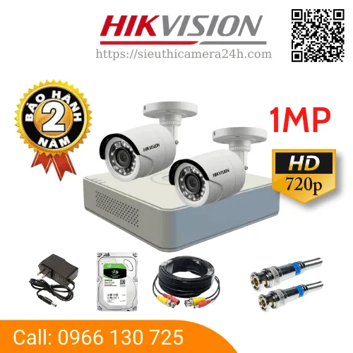 Trọn Bộ 2 Camera Quan Sát HIKVISION 1MP