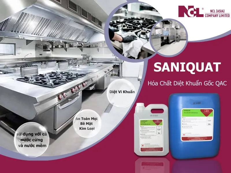 SANIQUAT HÓA CHẤT DIỆT KHUẨN GỐC QAC AN TOÀN CHO MỌI BỀ MẶT KIM LOẠI