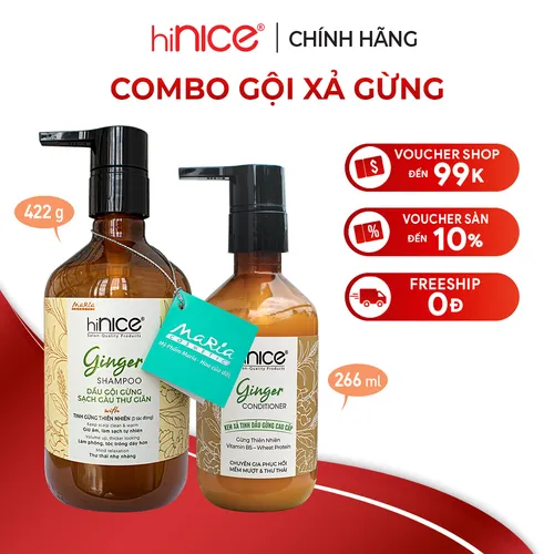 Combo Gội - Xả tinh dầu Gừng hiNICE 422g - 266ml