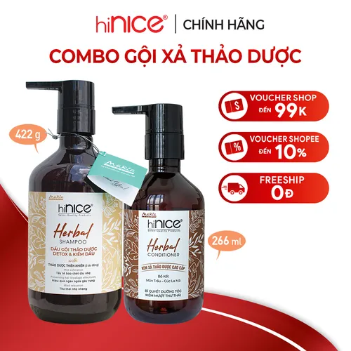 Combo Gội - Xả tinh dầu thảo dược hiNICE 422g - 266ml