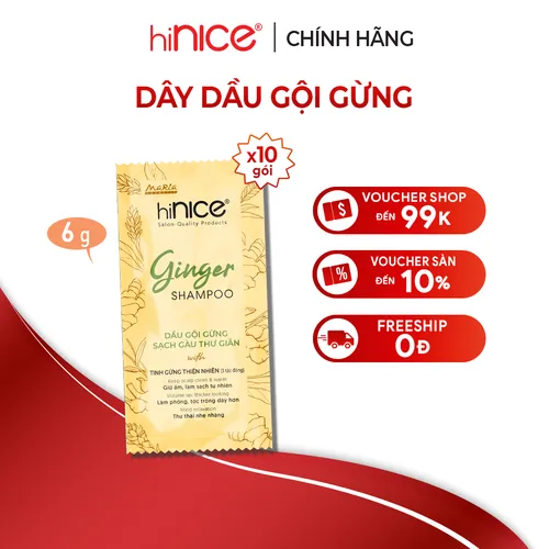 [Dây 10 gói] Dầu gội tinh dầu Gừng thiên nhiên hiNICE 6g