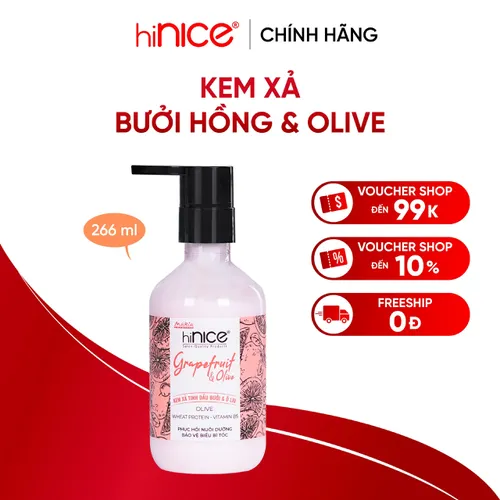 Kem xả tinh dầu Bưởi hồng và Olive hiNICE 266ml