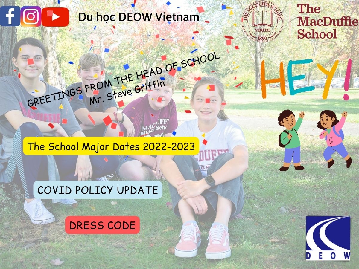 Thông báo từ trường Trung học Macduffie School dành cho học sinh mới