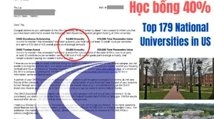 CHÚC MỪNG HỌC SINH ĐẠT 40% HỌC BỔNG TỪ ĐẠI HỌC TOP 179 MỸ