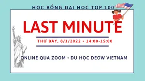 LAST MINUTE: HỌC BỔNG ĐH MỸ TOP 100 KỲ THÁNG 9/2022