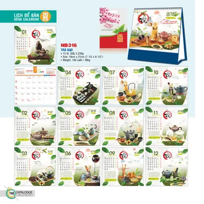 Lịch bàn chữ A đứng - NB316 (TRÀ ĐẠO)