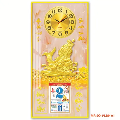 Lịch phù điêu CÁ CHÉP HÓA RỒNG - ĐỒNG HỒ PLĐH01
