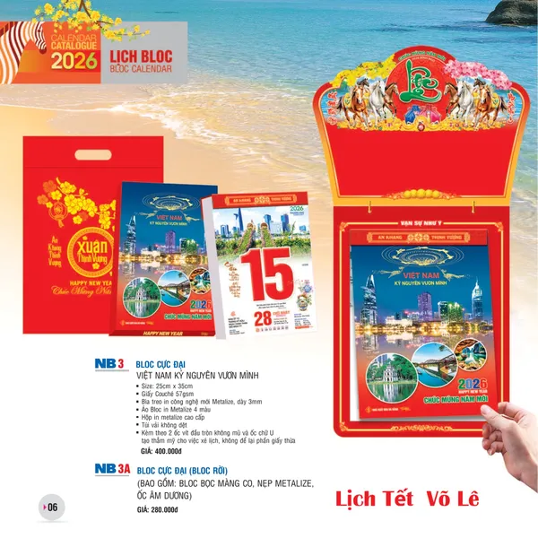 Lịch Bloc 25x35: NB3 - VIỆT NAM  KỶ NGUYÊN VƯƠN MÌNH