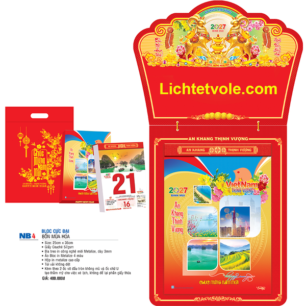 Lịch Bloc 25x35: NB4 -  BỐN MÙA HOA