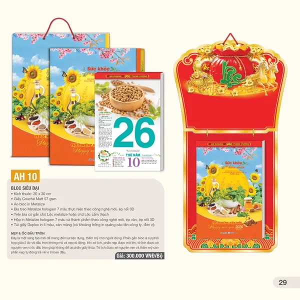 Lịch Bloc 20x30 - AH 10 (SỨC KHỎE THIÊN NHIÊN)