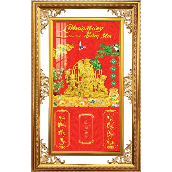 Lịch khung đôi  - phù điêu Phúc Lộc Thọ