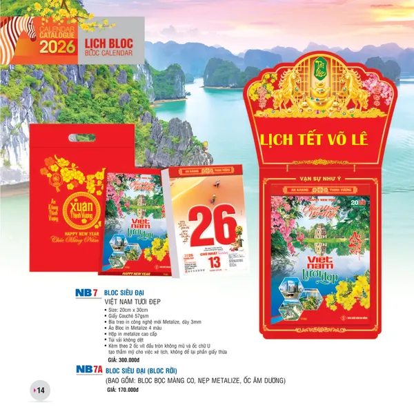 Lịch Bloc 20x30  NB07- VIỆT NAM TƯƠI ĐẸP