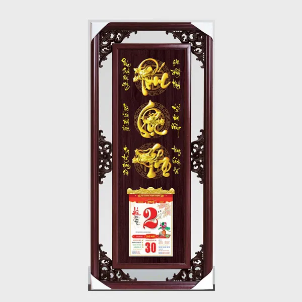 Lịch phù điêu - PHÚC LỘC THỌ RỒNG ĐEN