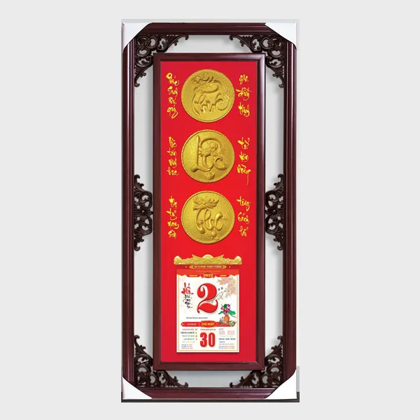 Lịch phù điêu - PHÚC LỘC THỌ TRÒN ĐỎ