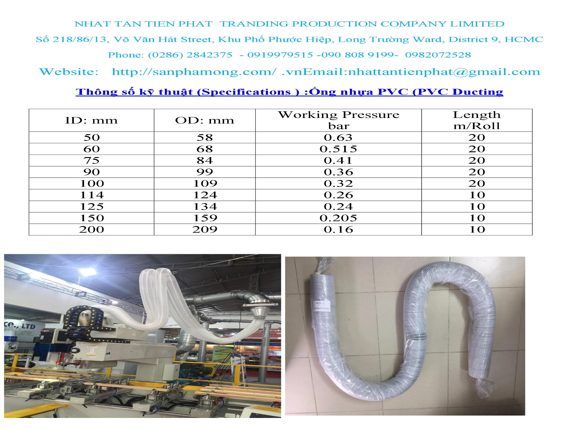 Ống nhựa PVC lõi thép co giãn hút bụi Ống nhựa PVC lõi thép co giãn hút bụi