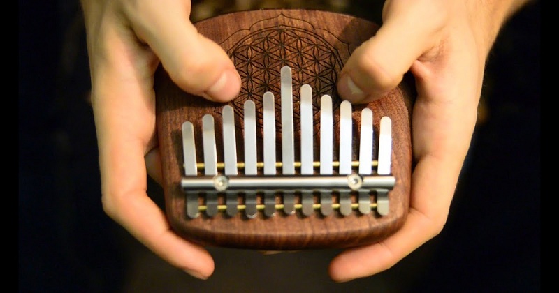 Tư thế cầm đàn bằng hai bàn tay và gảy phím bằng hai ngón tay cái Tư thế cầm đàn bằng hai bàn tay và gảy phím bằng hai ngón tay cái