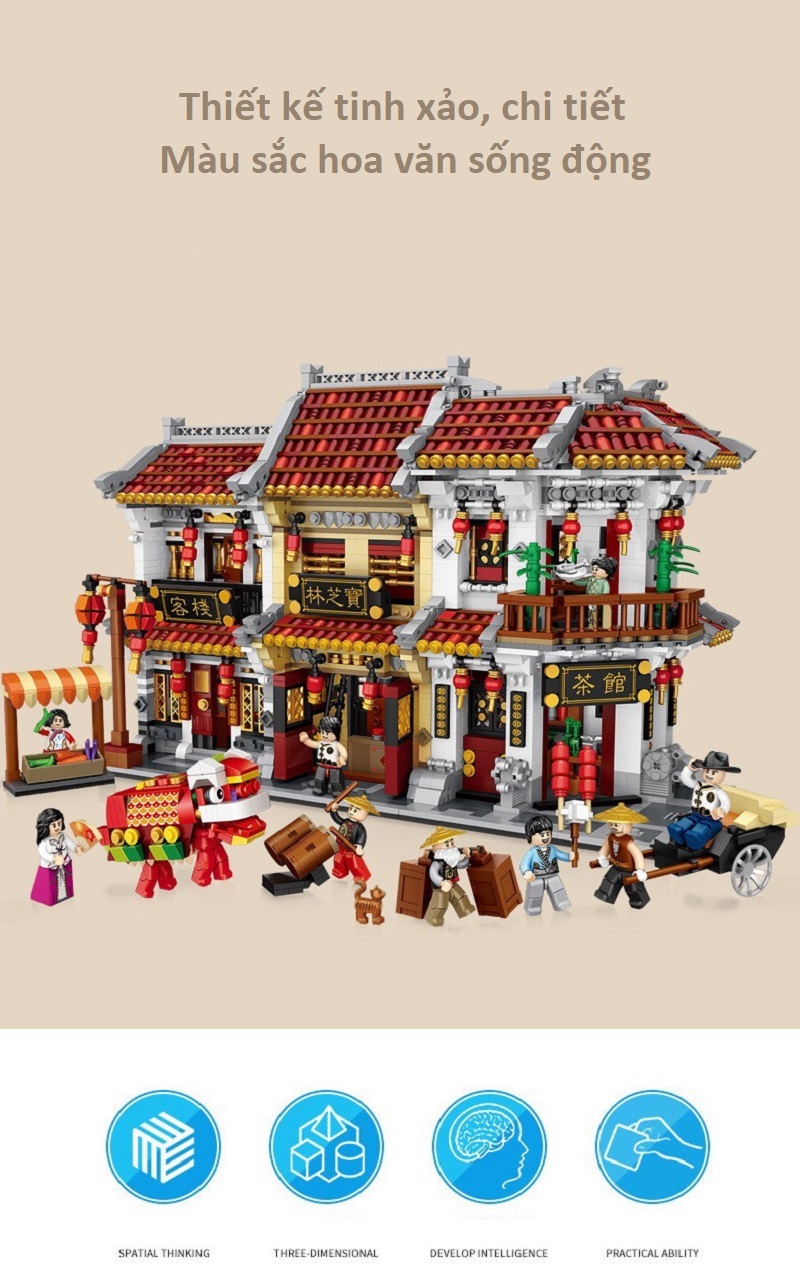 Combo 3 Nhà Phố Cổ Ngói Đỏ Nhựa ABS Xếp Hình KaLoz Combo 3 Nhà Phố Cổ Ngói Đỏ Nhựa ABS Xếp Hình KaLoz