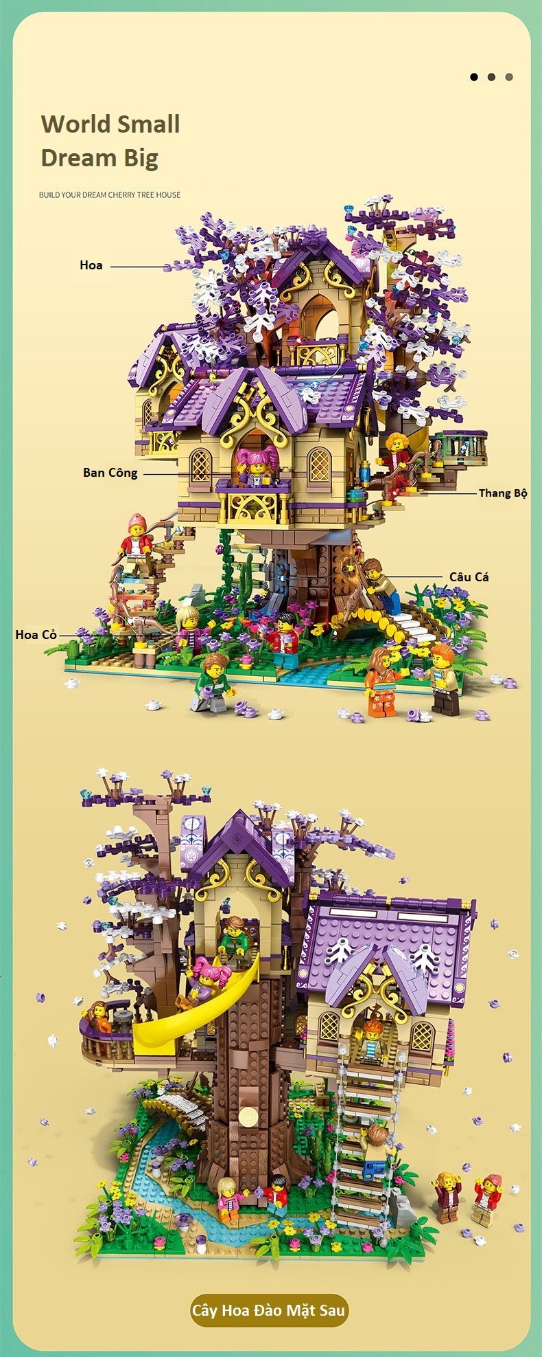 Nhà Hoa Đào Tím 2242pcs Nhựa ABS Xếp Hình KaLoz Nhà Hoa Đào Tím 2242pcs Nhựa ABS Xếp Hình KaLoz