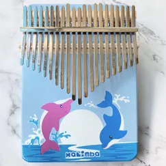 Đàn Kalimba 21 Phím Nguyên Khối Mahogany Cá Voi Xanh KaLinh