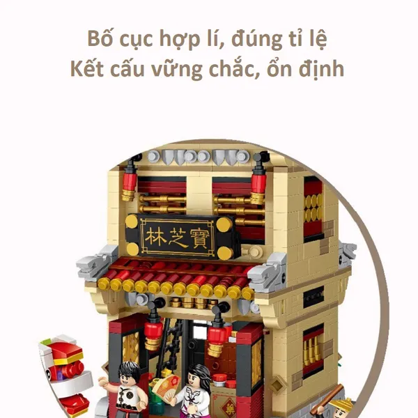 Combo 3 Nhà Phố Cổ Ngói Đỏ 1700 Mảnh Nhựa ABS Xếp Hình KaLoz