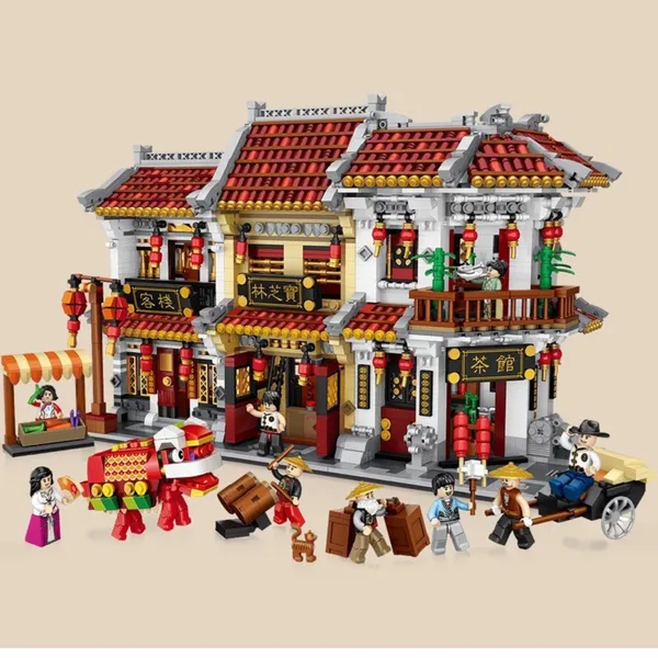 Combo 3 Nhà Phố Cổ Ngói Đỏ 1700 Mảnh Nhựa ABS Xếp Hình KaLoz