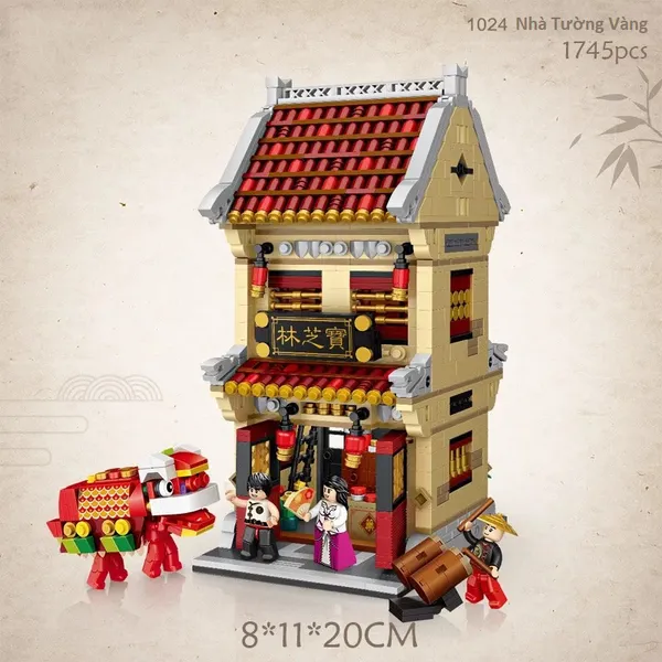 Combo 3 Nhà Phố Cổ Ngói Đỏ 1700 Mảnh Nhựa ABS Xếp Hình KaLoz