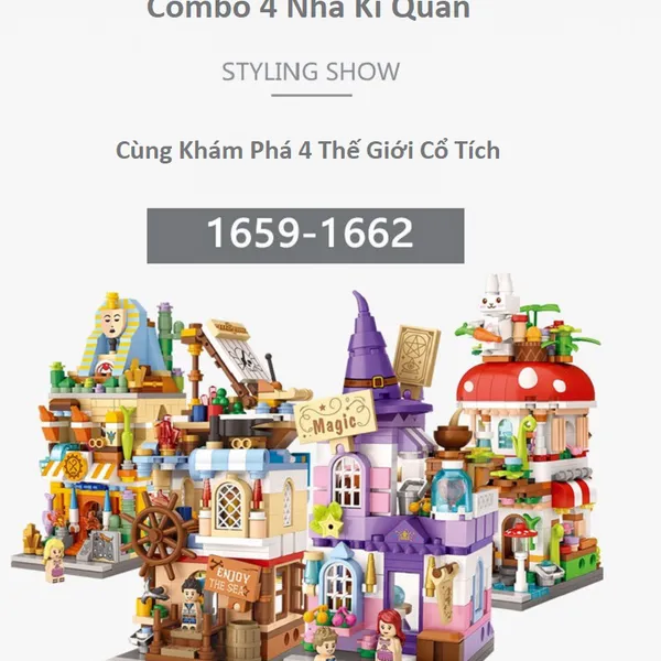Combo 4 Nhà Kì Quan 400 Mảnh Nhựa ABS Xếp Hình KaLoz